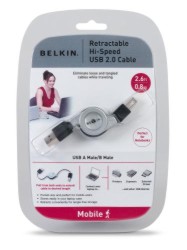 PureAV Retractable Hispeed USB 2.0 A-B ���̺� 0.9m �� F3U133v03-RTC BELKIN